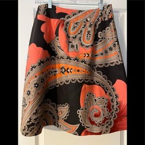 Ann Taylor Womens A-Line Skirt Brown & Coral Floral Size 6